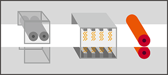 Airlaid / Uses heat bond sheets made by dispersing thermoplastic and pulp fibers in an air stream onto a screen.